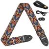 Amumu 2-Inch Triangle Toteum Woven Guitar Strap Tribal Geometric Multi-Color Vegan Leather Ends Adjustable 37-63 Inches Acoustic Electric Bass Guitars