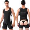 Men One-piece Leotard Color Block Short Jumpsuit Nightwear U Neck Sleeveless Bodysuit
