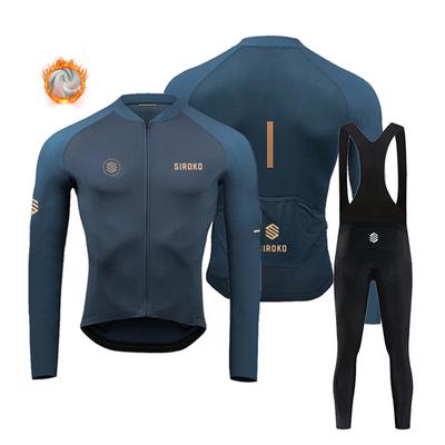 Sirokotech New  Winter Thermal Fleece Cycling Jersey Set Racing Bike Suit Mountian Bicycle Clothing Ropa Maillot Ciclismo Hombre