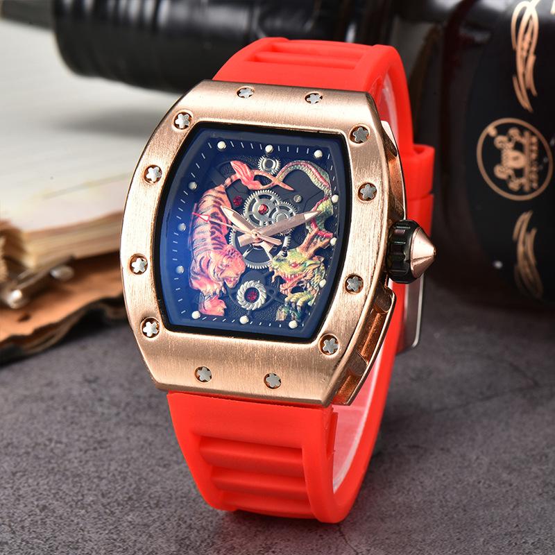 New Dragon Tiger Pattern Lassa Quartz Watch Men's Three-Pin Fashion Trend Calendar Watch