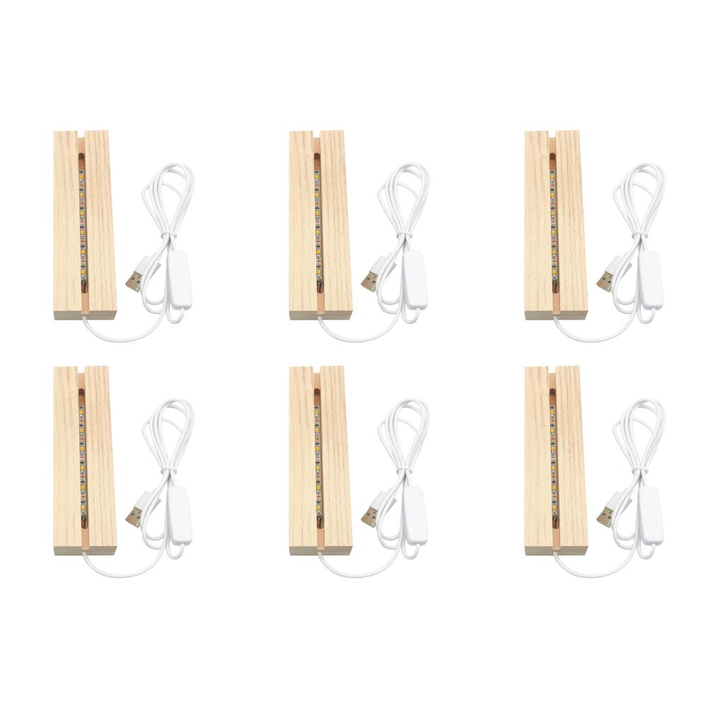 10-1pcs LED Wood Light Display Crystal Wooden Lighted Base Stand Acrylic Light Plate Base USB Wooden Base for Resin Art Lights