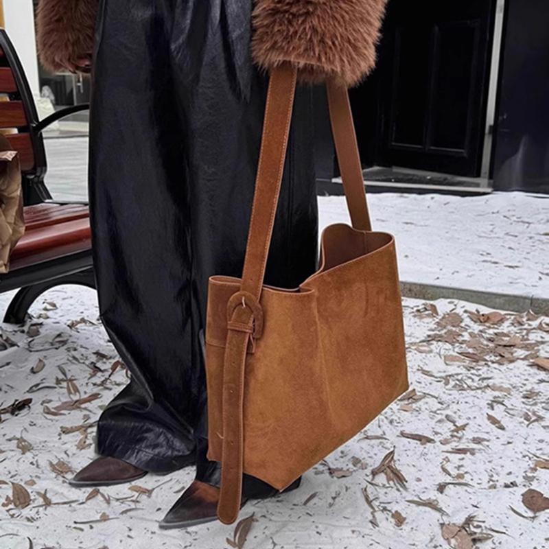 Yogodlns Nová semišová taška přes rameno pro ženy Shopper Velkokapacitní kabelka Módní ležérní Všestranná crossbody taška pro ženy
