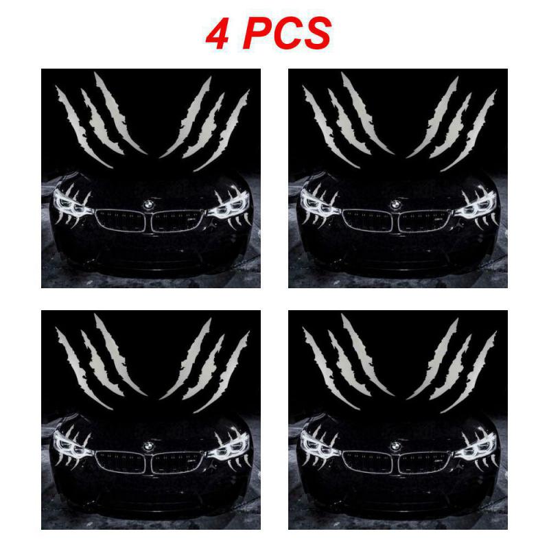 1~8PCS Car Sticker Reflective Monster Claw Scratch Stripe Marks Headlight Decal Auto Exterior Waterproof Vinyl Decal Car