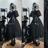 MODKOKU Gothic Lolita Dress with Ribbon and Lace Gothic Lolita Girly Long XL Cape-Style Dress, Women's Waistband, Ruffles, Long, Dress, Dreamy, Cute,