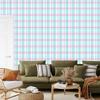 Pink and blue checkered wallpaper, celadon, white and powder pink, 50x1000
