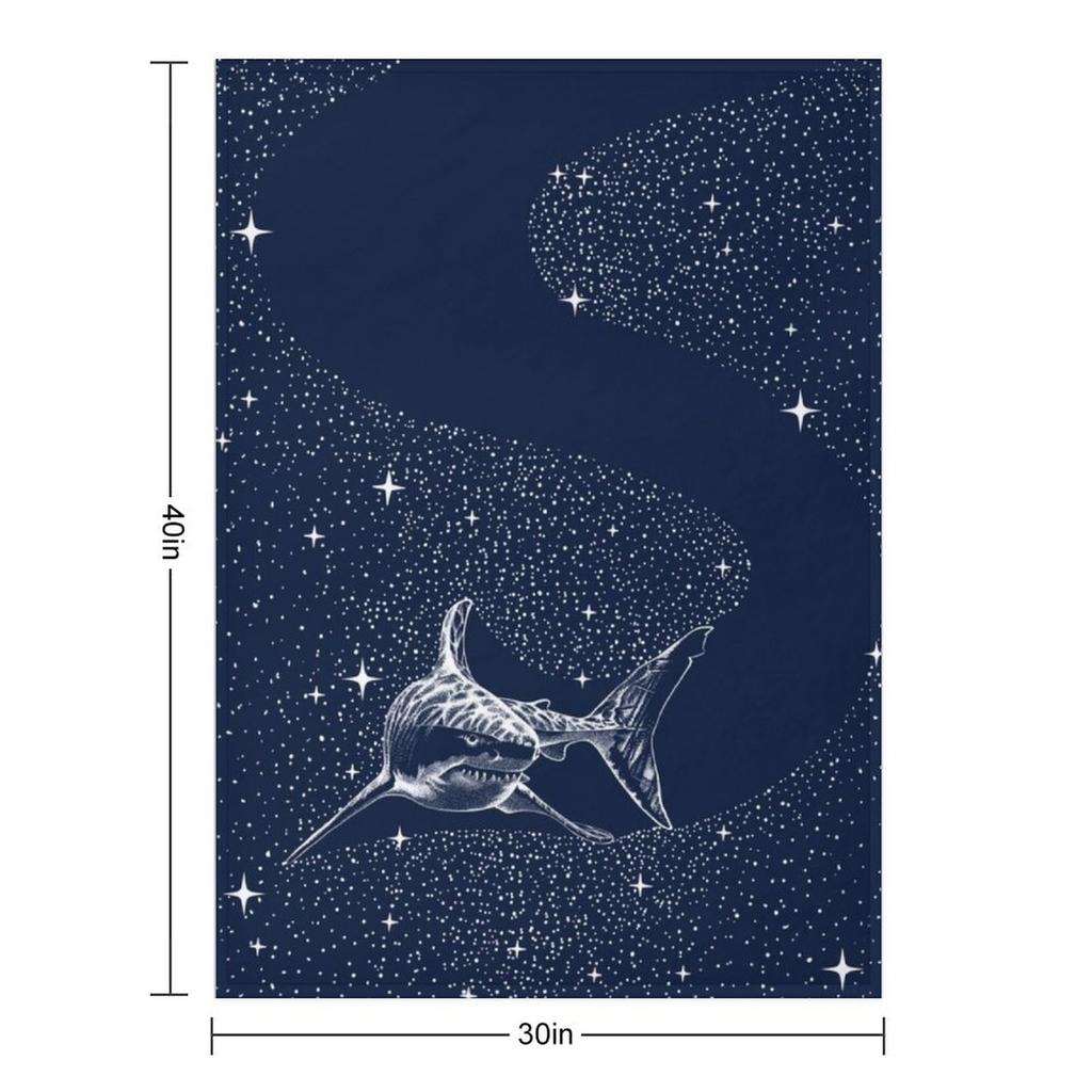 Starry Shark Throw Blanket Custom Moving Decorative Sofas Summer Blankets