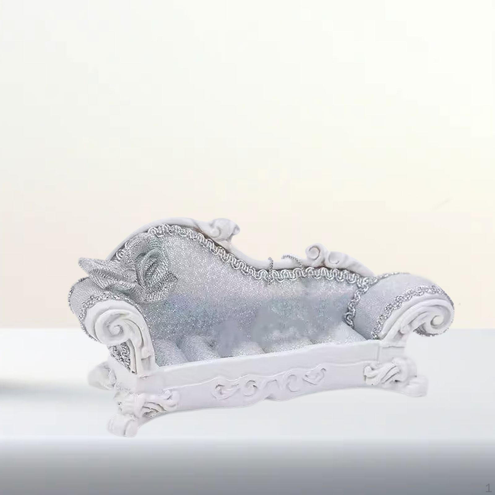 

1/12 Кукольный домик Длинный диван Миниатюрная модель 14x8x5 см Реалистичная мебель Аксессуары Универсальный орнамент Silvery Backrest