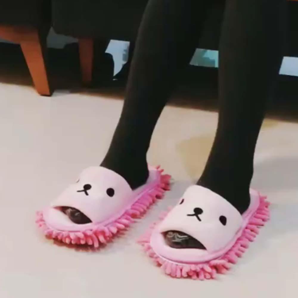 Thickened Detachable Cotton Shoes Anti-slip Microfiber Slippers Mopping  Wooden Floor