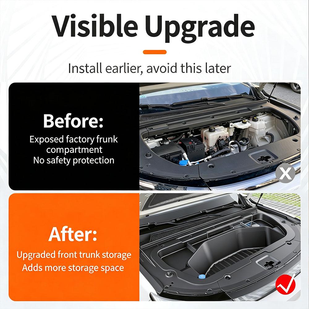 For Leapmotor C16/C10 EV 2024 2025 2026 2027 Front Trunk Storage Box Integrated With Leather pad Modification Accessories