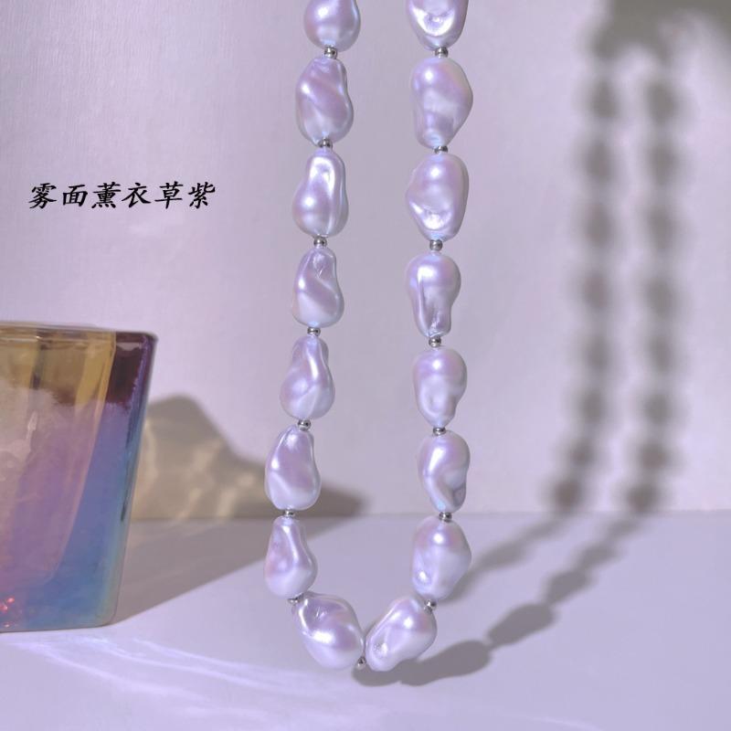 Collier Meier en perles baroques irrégulières - ras-de-cou coloré minimaliste chic haut de gamme pour femmes