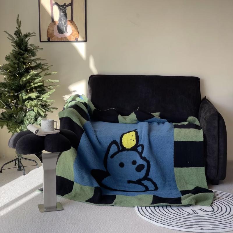 LISM Plaid Puppy Flannel Throw Blanket
