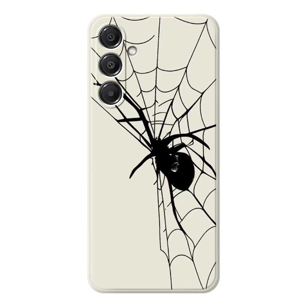 

For Samsung Galaxy A16 5G/4G Case Spider Pattern Printing Straight Edge TPU Phone Back Cover Beige