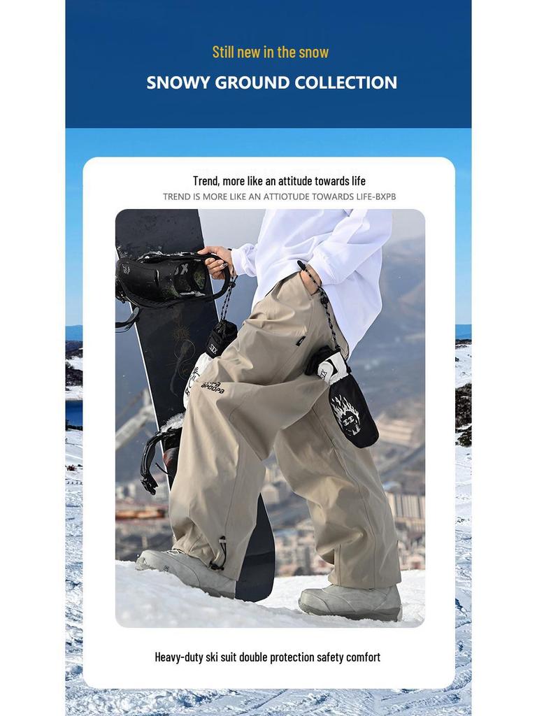 Wodoodporne Wiatroszczelne Spodnie Narciarskie z Odpinanymi Szelkami - Unisex Jednokolorowy Sprzęt Śnieżny do Narciarstwa na Świeżym Powietrzu