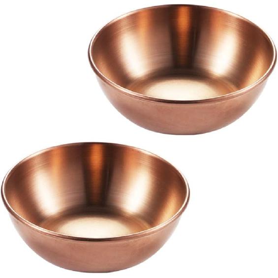 DOITOOL 4PCS Stainless Steel Sauce Dishes Round Sushi Dipping Bowls,Sushi Dipping Sauce Dishes Seasoning Dish Saucer Bowl Mini Appetizer Plate (Rose
