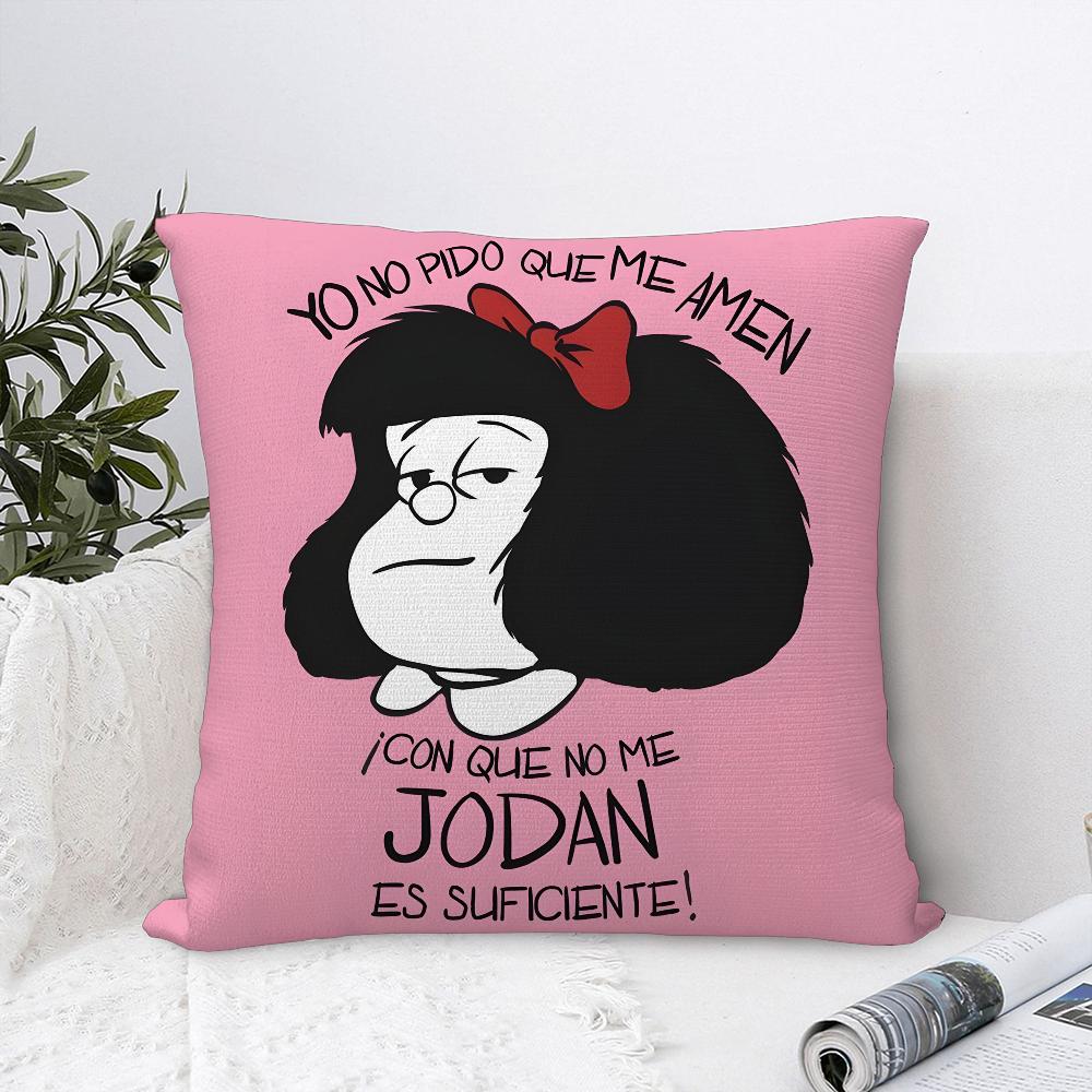 Cartoon M-Mafaldas Pillow Case Sofa Decorative Home Double-sided Print Plush Square Throw Pillow Covers Cushion Decor Cover