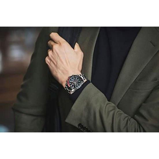 Seiko Watch PROSPEX SBDL099 Mens Wristwatch Made Japan Solar SPEEDTIMER Series Tachymeter Bezel Chronograph Date Calendar Black Dial Stainless Steel
