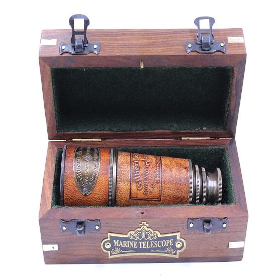 Handcrafted Brass Nautical Telescope Replica Spyglass Nautical Collectible Decor Functional 38.1 Cm Brass Telescope with Box