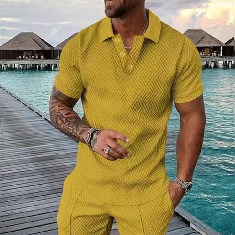 Męska Letnia Moda Casualowa Koszulka Polo z Nadrukiem z Kołnierzykiem na Guziki i Casualowym Krótkim Rękawem