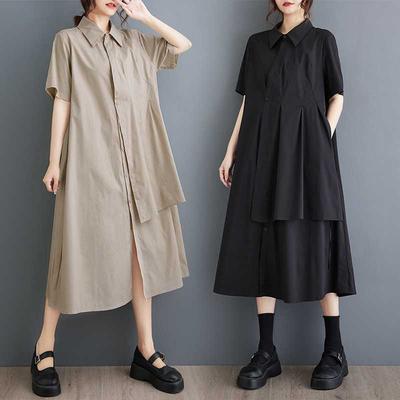 Summer Loose Plus Size Patchwork Casual Short Sleeved Dress
