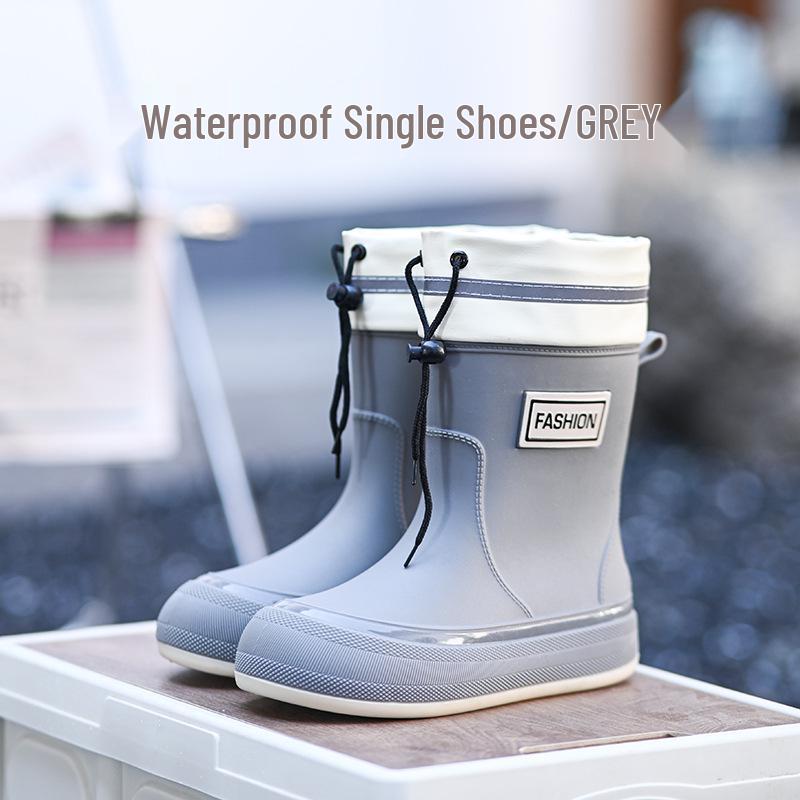 Damen Wasserdichte Verstellbare Mid-Calf Regenstiefel mit Weicher Sohle & Fixierter Kordel