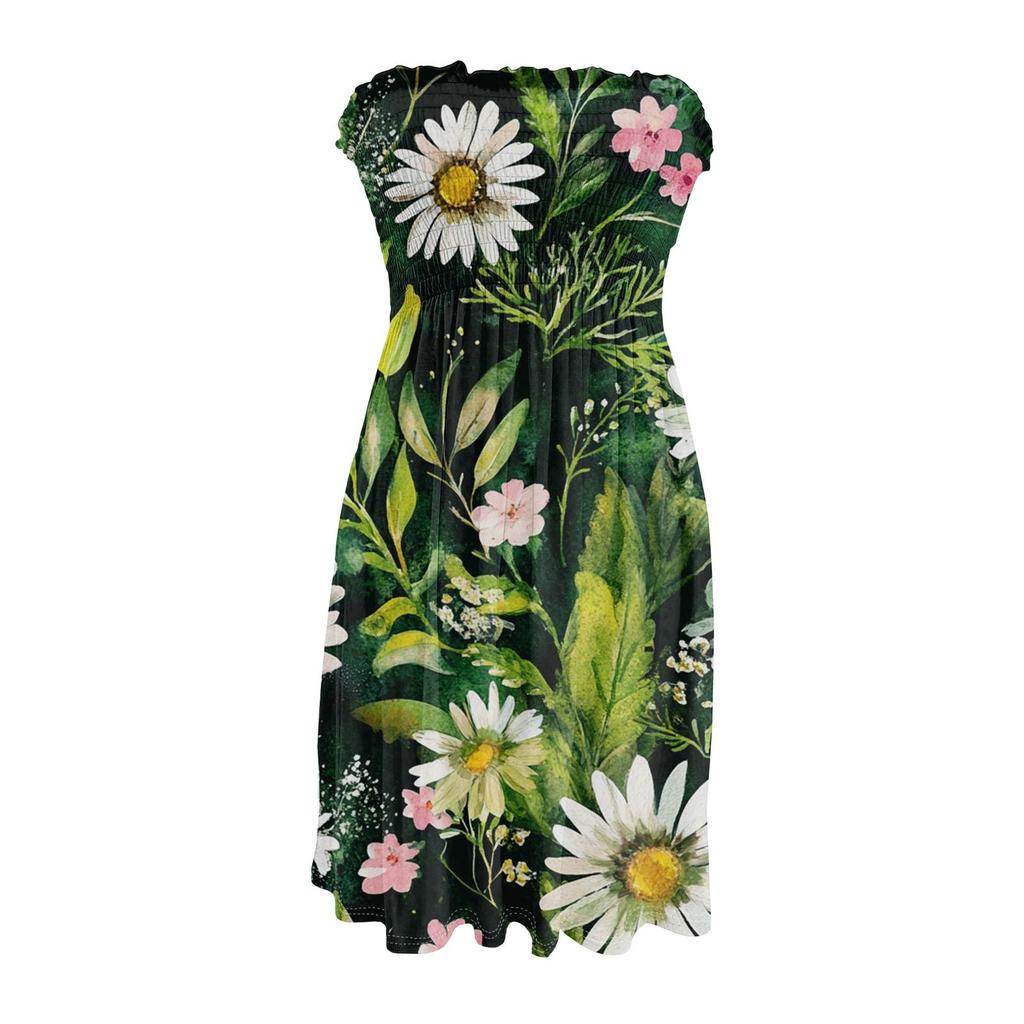 Robe tube décontractée à imprimé floral sans manches pour femme