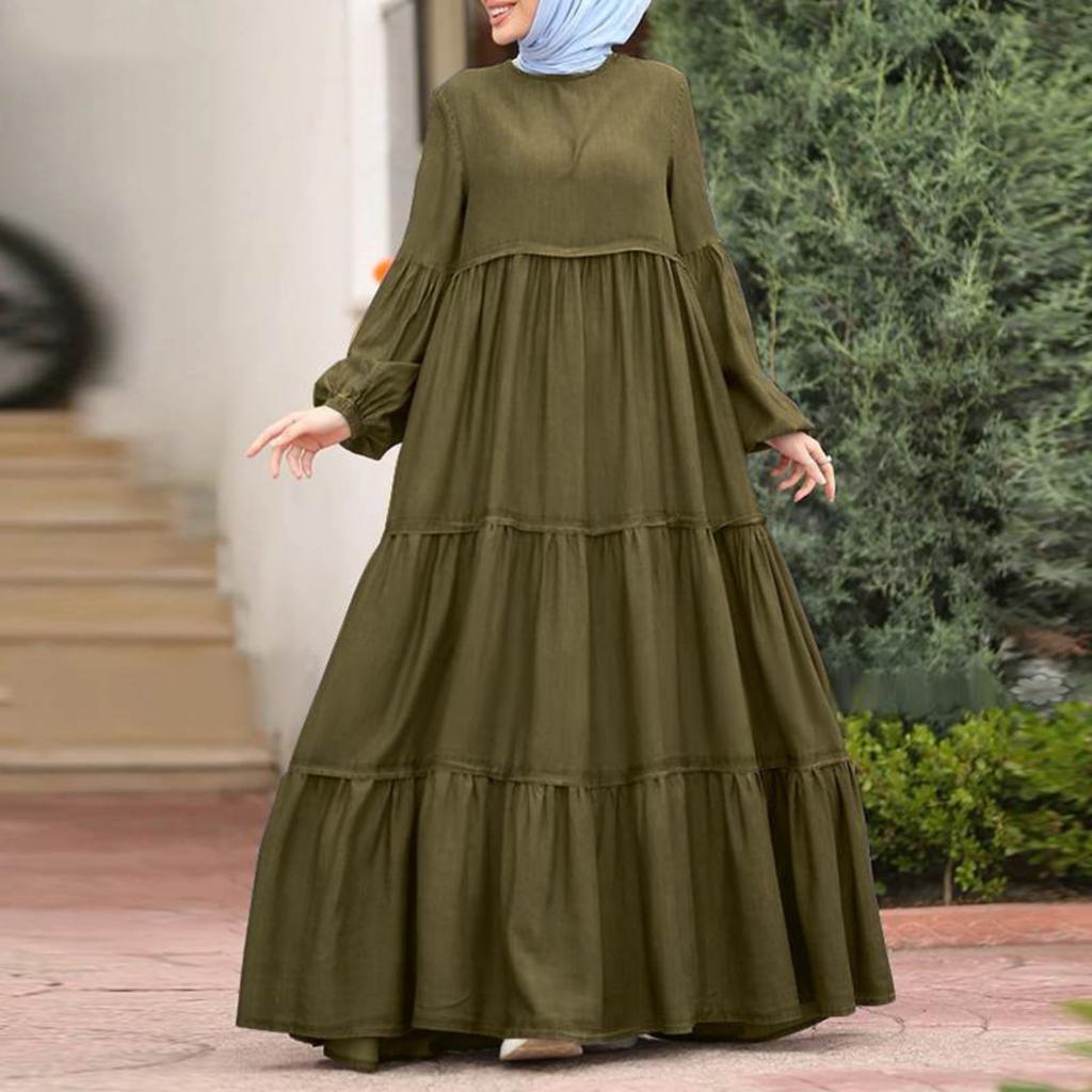 Women's Flared Dress, Casual Round Neck Long Dress