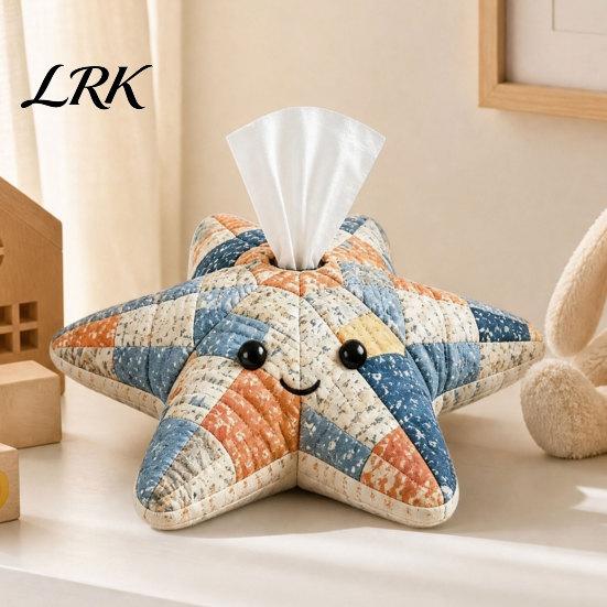 Clownfish Tissue Holder DIY Box, Top Opening Soft Fabric Cover, Marine Animal Theme Suede Texture Box Dispenser, Multipurpose Patchwork Designs Sewing