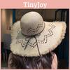 Summer Raffia Straw Hat With Wide Brim And Geometric Pattern For Beach And Vacation Use