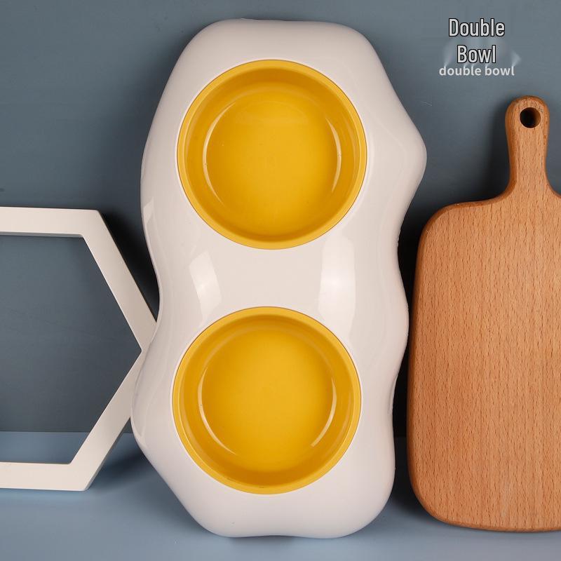 High-Foot Cat Bowl: Non-Slip, Anti-Tip, Slanted Design for Pet Neck Protection.