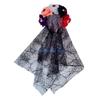 HX6F Gothic Witch Rose Hair Hoop Halloween Decorative Veil Role Play Costume Proms Party Live Show Headwear