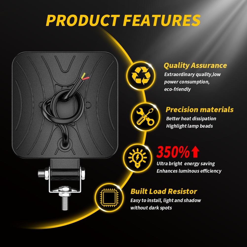 For Off-road Driving 3in LED Work Light Wide Voltage Compatibility Light Offroad 24pcs 3030 LED Chips 1200lm Output