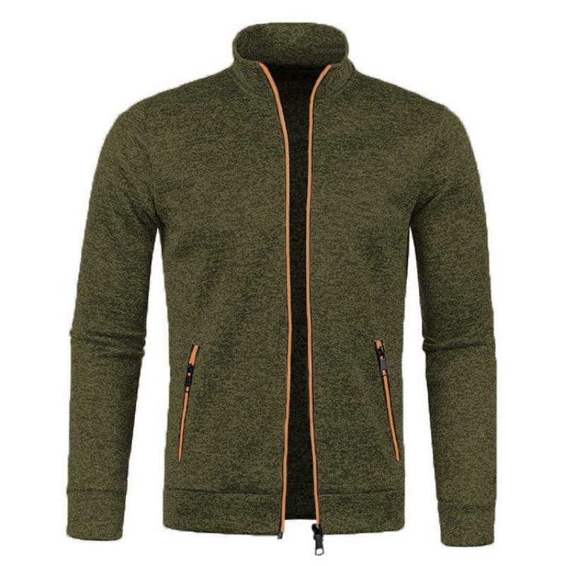 Herbst Winter Herren Langarm Reißverschluss Pullover Ärmel Dünner Samt Trendy Oberteil Kapuzenpullover Jacke