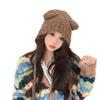 New Autumn and Winter Cute Little Bear Warm Hat Girl Showing Face Small Ear Protection Wool Hat Japanese and Korean Lace Up Versatile Knitted Hat