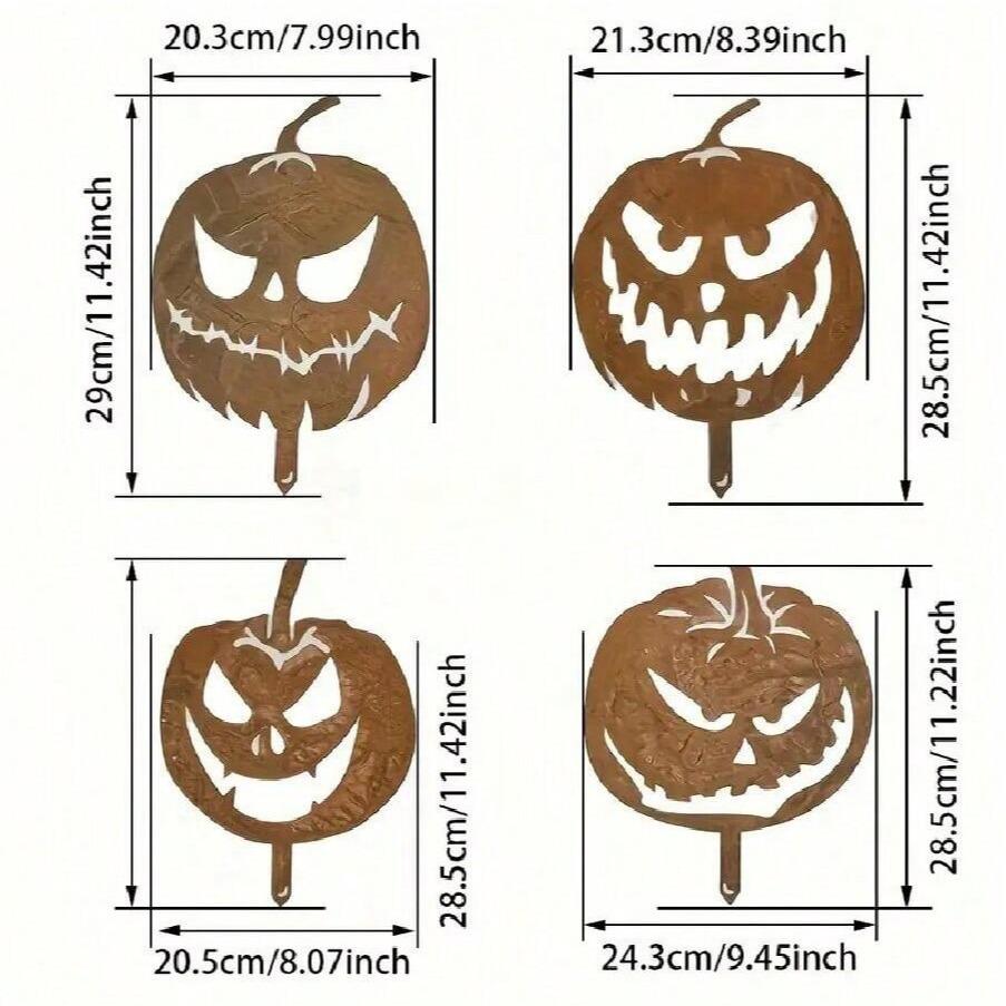 Iron Art Scary Smiling Pumpkin Statue: Halloween Garden & Courtyard Decoration