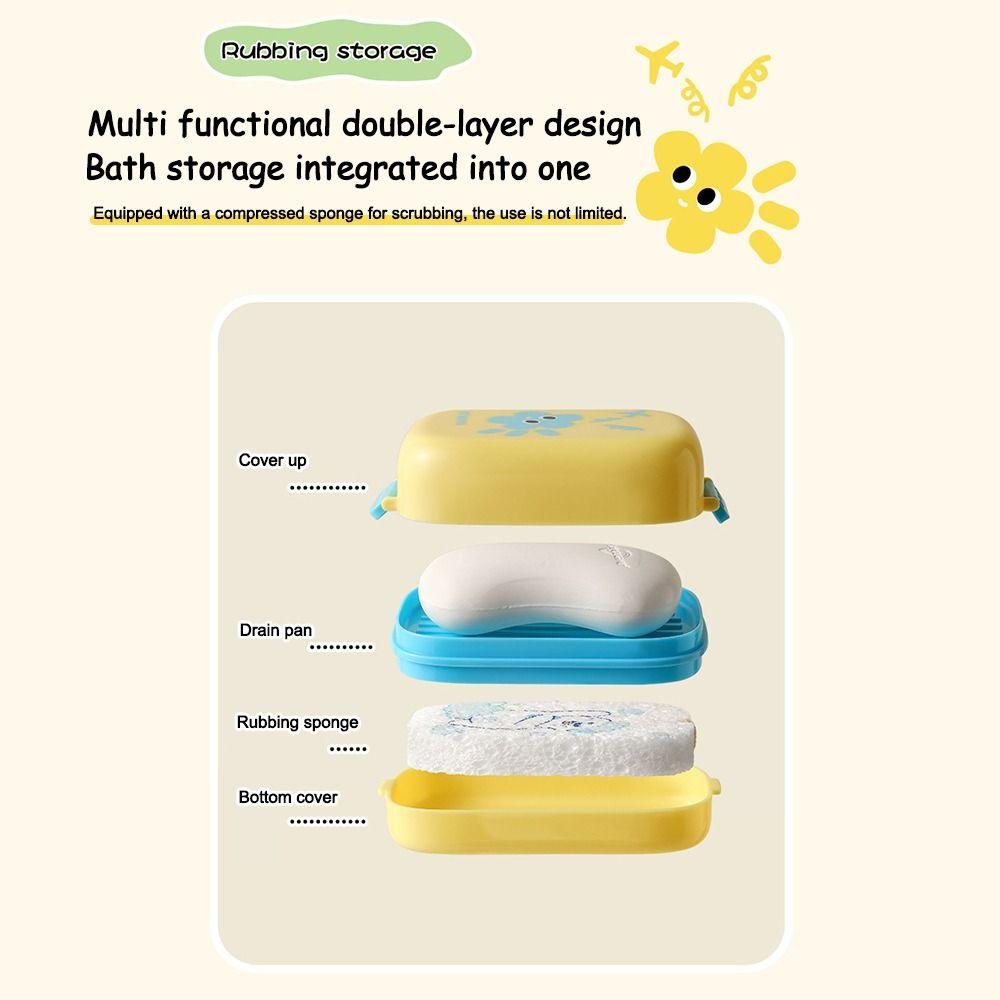 Mehrschichtige Wasserdichte Dopamin-Seifenbox Kunststoff Mit Schwamm Versiegelte Seifenablage mit Verschluss-Schnalle Dichtende Seifenschale Reise