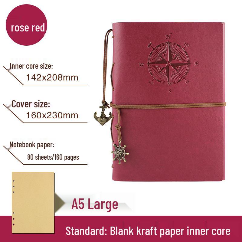 Korean Retro Loose-leaf Notebook: Creative Travel Diary with Pirate Ship Design