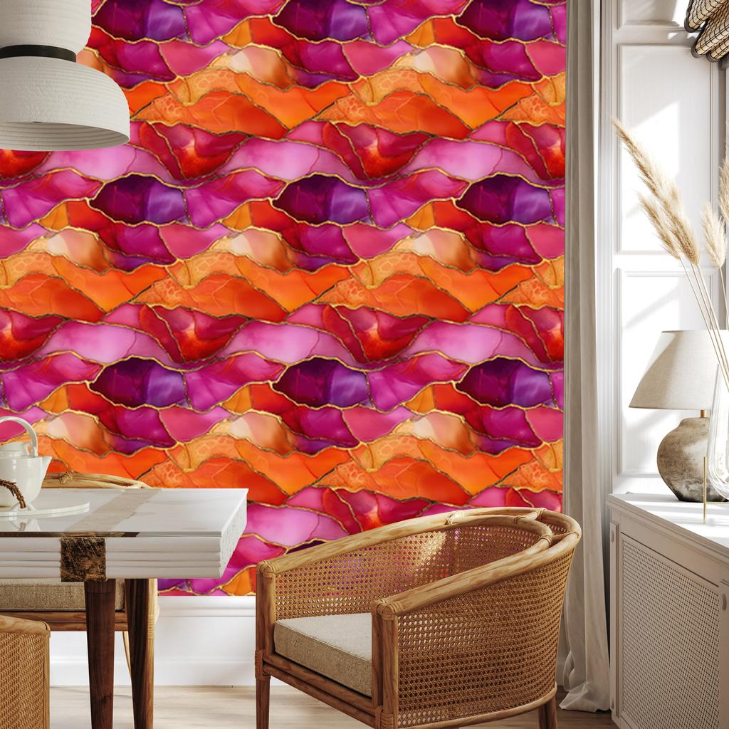 Ink red, peach and purple wallpaper 50x1000