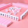 Mahjong Sets Brettspiel Mit Großer Aufbewahrungstasche Tragbares Tischspiel Mit 144 Melaminharz-Mahjongsteinen Für Familienfreizeit