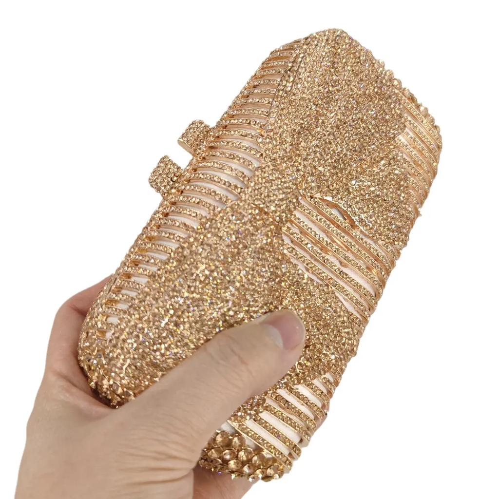 Boutique De FGG Silver Rhinestone Clutch Purses for Women Formal,Bow Crystal Evening Bags,Bridal Wedding Party Minaudiere Bag