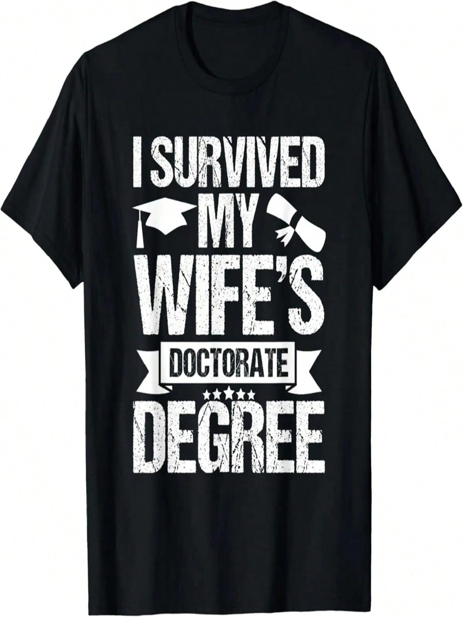 I Survived My Wifes Doctorate Degree Funny Graduation T-Shirt S разноцветный