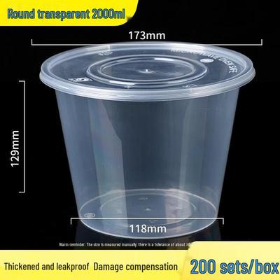 JingJingRS 2000ml Disposable Round Food Container Set