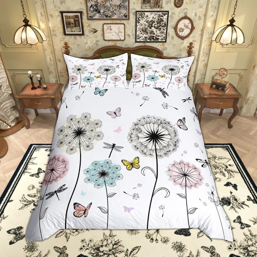 

Homewish Chic Flower Duvet Cover Set for Girls, Spring Garden Floral Bedding Set, Green Leaves Quilt Cover Set DE XS 100x135cm 2pcs&set