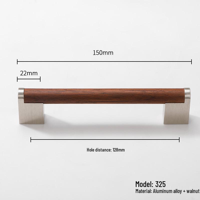 Japanese Minimalist Walnut Handle Solid Wood Cabinet and Wardrobe Drawer Handle
