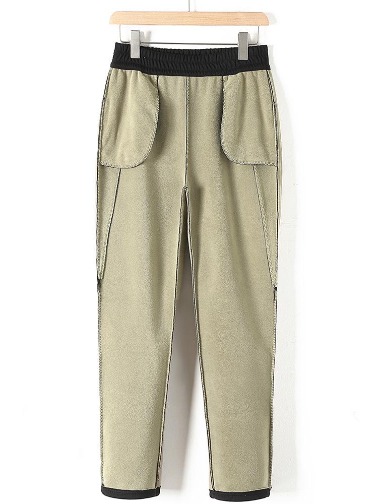 Mom's Versatile Plus Velvet Elastic Waist Straight Leg Pants - Thickened Winter Trousers for Middle-Aged and Elderly Women