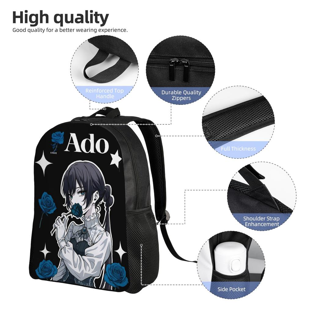 Ado Hibana World Tour Casual Backpack Durable High School Work Anime Singer Daypack for Men Women Laptop Canvas Bags