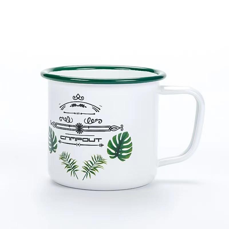 

На открытом воздухе Назад к древности Креативная эмалевая кружка для кемпинга 300 мл Металлическая эмалированная кружка для кофе и чая Кемпинг Пеший туризм Рыбалка Пикник 300-400ml