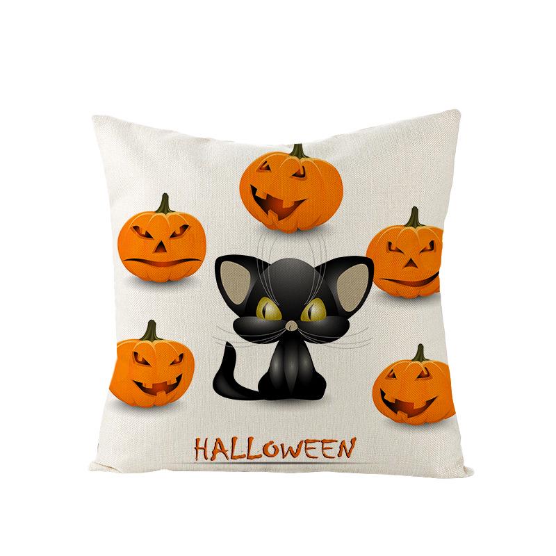 Halloween Pillowcase New Pumpkin Black Cat Series Sofa Cushion Waist Pillowcase Home