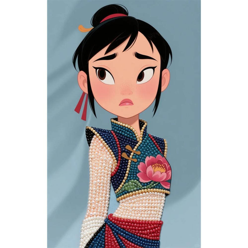 

Disney Pearl Painting Mulan Portrait for Beginners and Adults, DIY Pearl Diamond Art Painting Kit for Home Wall Decor Gifts 30x40