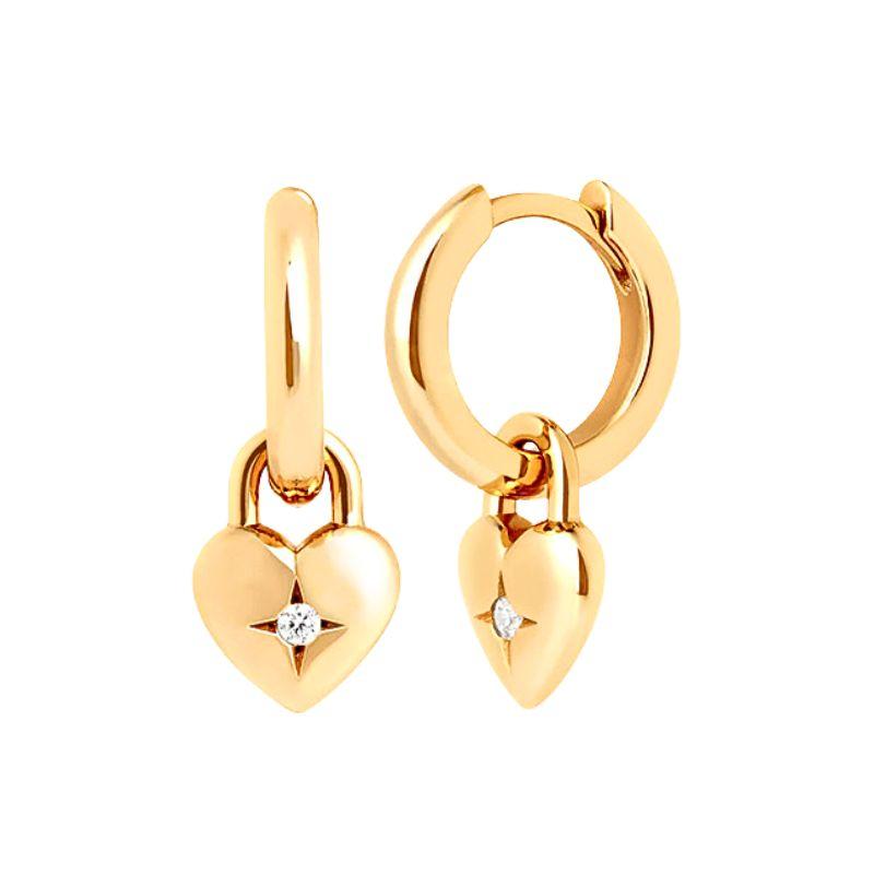 925 Silver Ear Needle Exquisite Heart Pendant Hoop Earrings Fashion Geometric Zircon Stud Earrings Women's Fine Jewelry