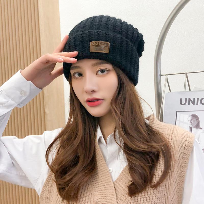 Korean Loose Big Head Circumference Pile of Hats Versatile Wool Hats for Women In Autumn and Winter Warm Ear Protection Knitted Hats Cold Hat Trend